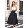 imageECOWISH Women Boho Maxi Skirt Summer Asymmetric Tiered Drawstring Elastic High Waist ALine Flowy Long Skirts with Pockets441 Black