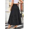 imageECOWISH Women Boho Maxi Skirt Summer Asymmetric Tiered Drawstring Elastic High Waist ALine Flowy Long Skirts with Pockets441 Black