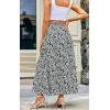 imageECOWISH Women Boho Maxi Skirt Summer Asymmetric Tiered Drawstring Elastic High Waist ALine Flowy Long Skirts with Pockets441 Black Flower