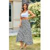 imageECOWISH Women Boho Maxi Skirt Summer Asymmetric Tiered Drawstring Elastic High Waist ALine Flowy Long Skirts with Pockets441 Black Flower