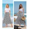 imageECOWISH Women Boho Maxi Skirt Summer Asymmetric Tiered Drawstring Elastic High Waist ALine Flowy Long Skirts with Pockets441 Black Flower