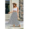 imageECOWISH Women Boho Maxi Skirt Summer Asymmetric Tiered Drawstring Elastic High Waist ALine Flowy Long Skirts with Pockets441 Black Flower