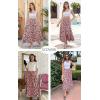 imageECOWISH Women Boho Maxi Skirt Summer Asymmetric Tiered Drawstring Elastic High Waist ALine Flowy Long Skirts with Pockets441 Red Flower