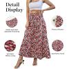 imageECOWISH Women Boho Maxi Skirt Summer Asymmetric Tiered Drawstring Elastic High Waist ALine Flowy Long Skirts with Pockets441 Red Flower