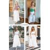 imageECOWISH Women Boho Maxi Skirt Summer Asymmetric Tiered Drawstring Elastic High Waist ALine Flowy Long Skirts with Pockets441 White