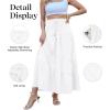 imageECOWISH Women Boho Maxi Skirt Summer Asymmetric Tiered Drawstring Elastic High Waist ALine Flowy Long Skirts with Pockets441 White