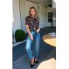 imageECOWISH Women Casual Ruffle Tops Summer 2025 Short Sleeve Button Down Work Blouses Fashion Loose Boho Floral Collared Shirt434 Black