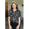 imageECOWISH Women Casual Ruffle Tops Summer 2025 Short Sleeve Button Down Work Blouses Fashion Loose Boho Floral Collared Shirt434 Black