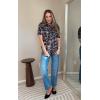 imageECOWISH Women Casual Ruffle Tops Summer 2025 Short Sleeve Button Down Work Blouses Fashion Loose Boho Floral Collared Shirt434 Black