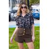 imageECOWISH Women Casual Ruffle Tops Summer 2025 Short Sleeve Button Down Work Blouses Fashion Loose Boho Floral Collared Shirt434 Black