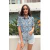 imageECOWISH Women Casual Ruffle Tops Summer 2025 Short Sleeve Button Down Work Blouses Fashion Loose Boho Floral Collared Shirt434 Blue