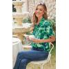 imageECOWISH Women Casual Ruffle Tops Summer 2025 Short Sleeve Button Down Work Blouses Fashion Loose Boho Floral Collared Shirt434 Green