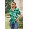 imageECOWISH Women Casual Ruffle Tops Summer 2025 Short Sleeve Button Down Work Blouses Fashion Loose Boho Floral Collared Shirt434 Green
