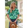 imageECOWISH Women Casual Ruffle Tops Summer 2025 Short Sleeve Button Down Work Blouses Fashion Loose Boho Floral Collared Shirt434 Green