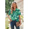 imageECOWISH Women Casual Ruffle Tops Summer 2025 Short Sleeve Button Down Work Blouses Fashion Loose Boho Floral Collared Shirt434 Green
