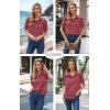 imageECOWISH Women Casual Ruffle Tops Summer 2025 Short Sleeve Button Down Work Blouses Fashion Loose Boho Floral Collared Shirt434 Red