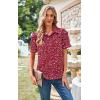 imageECOWISH Women Casual Ruffle Tops Summer 2025 Short Sleeve Button Down Work Blouses Fashion Loose Boho Floral Collared Shirt434 Red