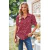 imageECOWISH Women Casual Ruffle Tops Summer 2025 Short Sleeve Button Down Work Blouses Fashion Loose Boho Floral Collared Shirt434 Red