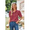 imageECOWISH Women Casual Ruffle Tops Summer 2025 Short Sleeve Button Down Work Blouses Fashion Loose Boho Floral Collared Shirt434 Red