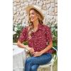 imageECOWISH Women Casual Ruffle Tops Summer 2025 Short Sleeve Button Down Work Blouses Fashion Loose Boho Floral Collared Shirt434 Red