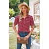imageECOWISH Women Casual Ruffle Tops Summer 2025 Short Sleeve Button Down Work Blouses Fashion Loose Boho Floral Collared Shirt434 Red