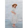 imageECOWISH Women Summer Casual Dress  V Neck Short Sleeve Gingham Midi Pleated Tiered Loose Fit Holiday Picnic DressesBlack White