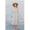 imageECOWISH Women Summer Casual Dress  V Neck Short Sleeve Gingham Midi Pleated Tiered Loose Fit Holiday Picnic DressesBlack White