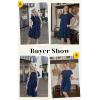 imageECOWISH Women Summer Mini Dress Short Puff Sleeve Flowy Short Dresses Casual A Line Chiffon Sundress Crew Neck Tie Dye PocketNavy Blue