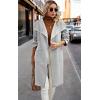 imageECOWISH Women Sweater Cardigan 2025  Striped Fall Jacket Knit Coat Oversize Long Sleeve Lapel Open Front CoatiganGray White