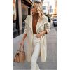 imageECOWISH Women Sweater Cardigan 2025  Striped Fall Jacket Knit Coat Oversize Long Sleeve Lapel Open Front CoatiganKhaki