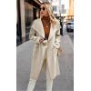 imageECOWISH Women Sweater Cardigan 2025  Striped Fall Jacket Knit Coat Oversize Long Sleeve Lapel Open Front CoatiganKhaki