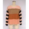 imageECOWISH Women Sweater Long Sleeve Color Block Knit Pullover Sweaters Crew Neck Patchwork Casual Loose Jumper TopsBrown