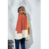 imageECOWISH Women Sweater Long Sleeve Color Block Knit Pullover Sweaters Crew Neck Patchwork Casual Loose Jumper TopsOrange