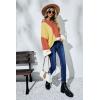 imageECOWISH Women Sweater Long Sleeve Color Block Knit Pullover Sweaters Crew Neck Patchwork Casual Loose Jumper TopsOrange
