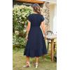 imageECOWISH Womens Casual Midi Dresses Solid V Neck Short Sleeve Button Shirt Belted Dress with Pockets for Spring Summer 2025449 Navy Blue