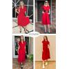 imageECOWISH Womens Casual Midi Dresses Solid V Neck Short Sleeve Button Shirt Belted Dress with Pockets for Spring Summer 2025Ared
