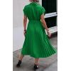 imageECOWISH Womens Casual Midi Dresses Solid V Neck Short Sleeve Button Shirt Belted Dress with Pockets for Spring Summer 2025Bgreen