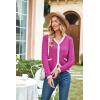 imageECOWISH Womens Lightweight Sweater Cardigan  Long Sleeve V Neck Button HollowedOut Knit Shurg Crop Tops with PocketsHot Pink