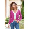 imageECOWISH Womens Lightweight Sweater Cardigan  Long Sleeve V Neck Button HollowedOut Knit Shurg Crop Tops with PocketsHot Pink