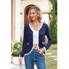 imageECOWISH Womens Lightweight Sweater Cardigan  Long Sleeve V Neck Button HollowedOut Knit Shurg Crop Tops with PocketsNavy Blue