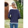 imageECOWISH Womens Lightweight Sweater Cardigan  Long Sleeve V Neck Button HollowedOut Knit Shurg Crop Tops with PocketsNavy Blue