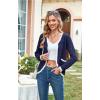 imageECOWISH Womens Lightweight Sweater Cardigan  Long Sleeve V Neck Button HollowedOut Knit Shurg Crop Tops with PocketsNavy Blue