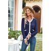 imageECOWISH Womens Lightweight Sweater Cardigan  Long Sleeve V Neck Button HollowedOut Knit Shurg Crop Tops with PocketsNavy Blue
