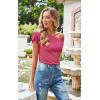 imageECOWISH Womens One Shoulder Tops  Short Sleeve Textured Summer Shirt Casual Trendy Y2K Blouse