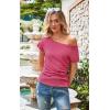 imageECOWISH Womens One Shoulder Tops  Short Sleeve Textured Summer Shirt Casual Trendy Y2K Blouse