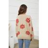 imageECOWISH Womens Sweater 2025 Fall  Long Sleeve Crewneck Tops Knit Oversized Pullover Casual Print Jumper372 Beige