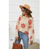 imageECOWISH Womens Sweater 2025 Fall  Long Sleeve Crewneck Tops Knit Oversized Pullover Casual Print Jumper372 Beige