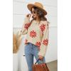 imageECOWISH Womens Sweater 2025 Fall  Long Sleeve Crewneck Tops Knit Oversized Pullover Casual Print Jumper372 Beige