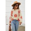 imageECOWISH Womens Sweater 2025 Fall  Long Sleeve Crewneck Tops Knit Oversized Pullover Casual Print Jumper372 Beige
