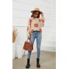 imageECOWISH Womens Sweater 2025 Fall  Long Sleeve Crewneck Tops Knit Oversized Pullover Casual Print Jumper372 Beige